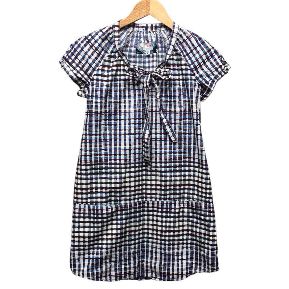 Ecote Keyhole Cap Sleeve Pocket Dress/Tunic Blouse Size Small Front Tie Side Zip